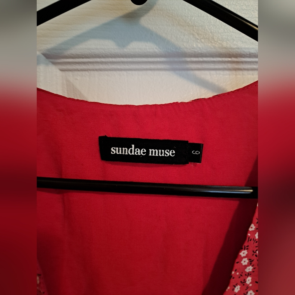 Red Floral Ruffle Dress - Picture 4 of 5